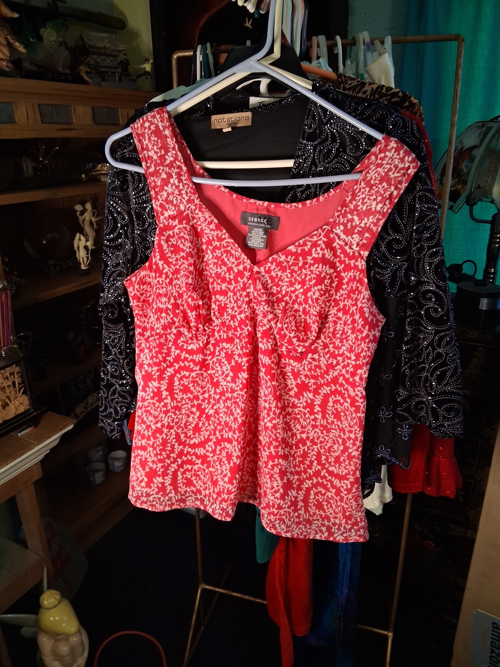 George Coral-Red Printed Sleeveless Tank Top